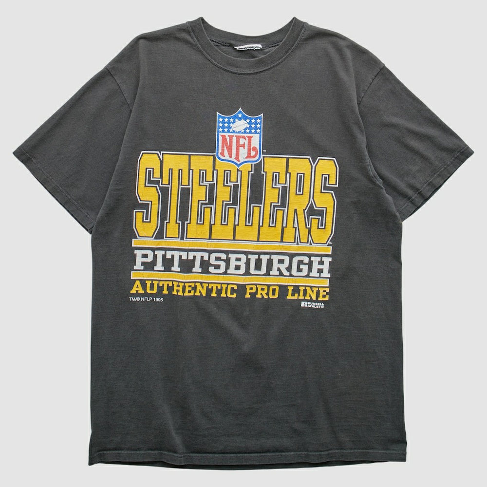 Pittsburgh Steelers Russell 1995 Pullover T-Shirt Black Vintage - Fanatics