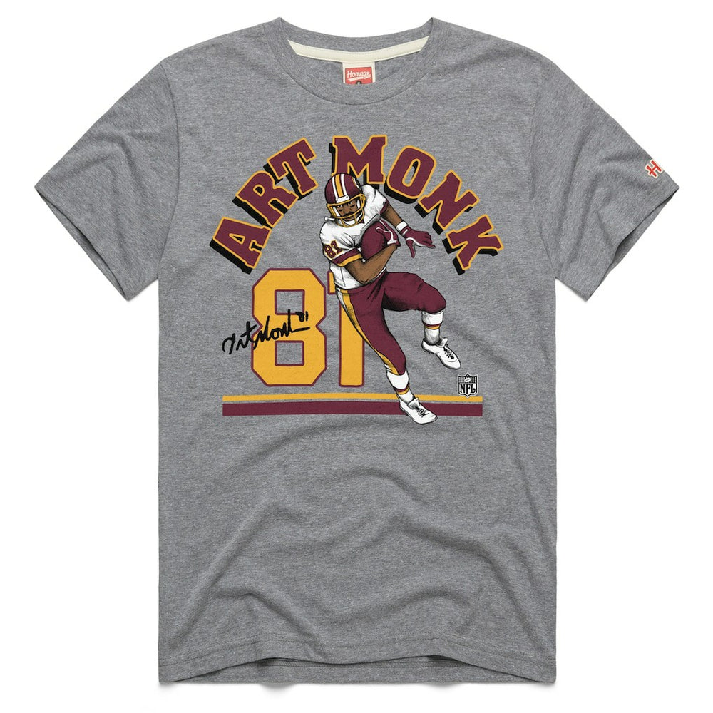 Art Monk Washington Commanders Homage Unisex Retired Player Classic Illustration Tri-Blend T-Shirt Gray - NFL