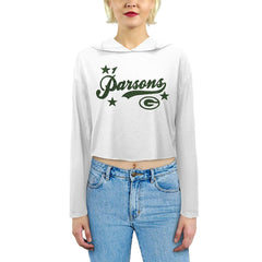 Micah Parsons Green Bay Packers Majestic Threads Women's Glitter Wordmark Hoodie White - NFL