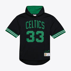 Mitchell & Ness - Larry Bird Boston Celtics Mesh Name & Number Short Sleeve Hoodie - Black