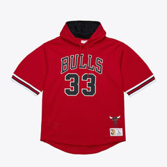 Mitchell & Ness - Scottie Pippen Chicago Bulls Mesh Name & Number Short Sleeve Hoodie - Red