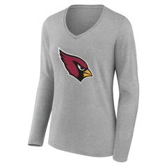 Arizona Cardinals Women's Team Authentic Personalized Name & Number Long Sleeve V-Neck T-Shirt Gray - NFL