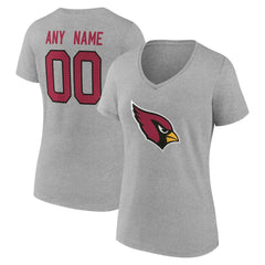 Arizona Cardinals Women's Team Authentic Personalized Name & Number V-Neck T-Shirt Gray - NFL