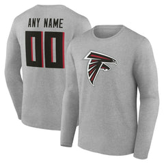 Atlanta Falcons Team Authentic Personalized Name & Number Long Sleeve T-Shirt Gray - NFL