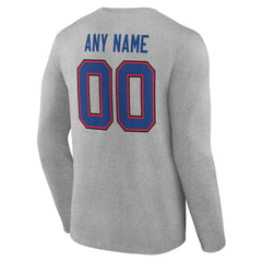 Buffalo Bills Team Authentic Personalized Name & Number Long Sleeve T-Shirt Gray - NFL