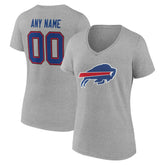 Buffalo Bills Women's Team Authentic Personalized Name & Number V-Neck T-Shirt Gray - NFL