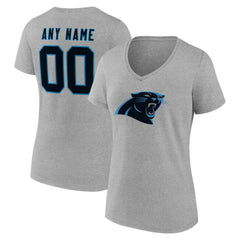 Carolina Panthers Women's Team Authentic Personalized Name & Number V-Neck T-Shirt Gray - NFL