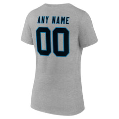 Carolina Panthers Women's Team Authentic Personalized Name & Number V-Neck T-Shirt Gray - NFL