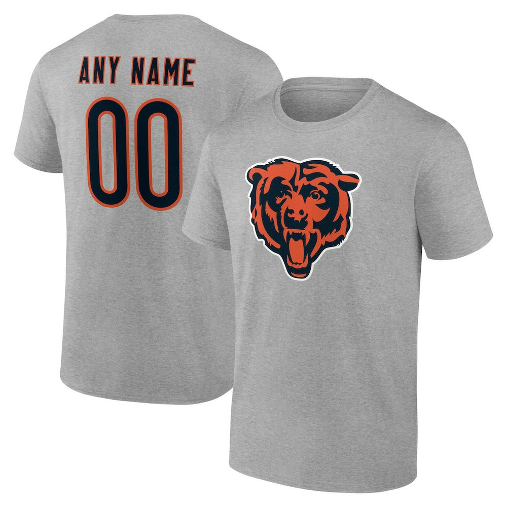 Chicago Bears Team Authentic Personalized Name & Number T-Shirt Gray - NFL