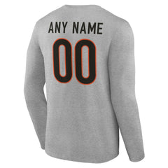 Cincinnati Bengals Team Authentic Personalized Name & Number Long Sleeve T-Shirt Gray - NFL