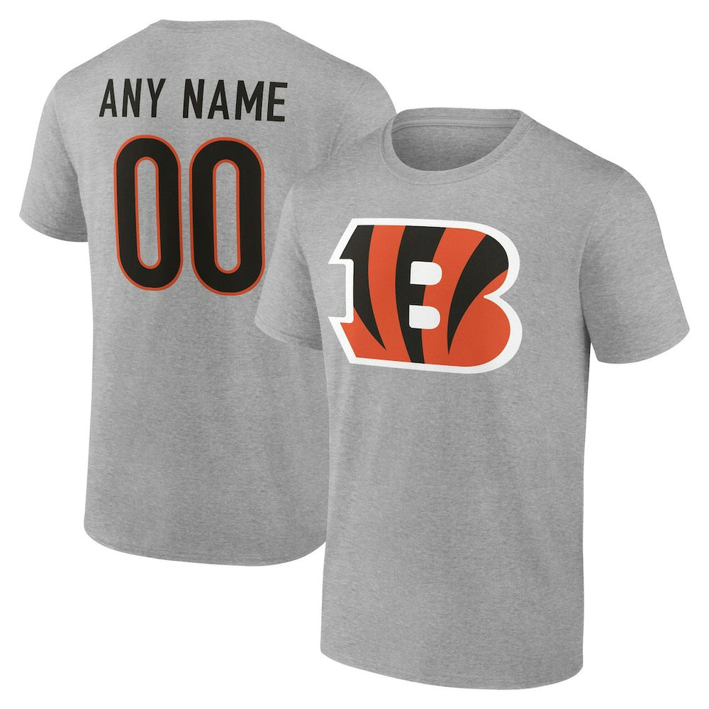 Cincinnati Bengals Team Authentic Personalized Name & Number T-Shirt Gray - NFL
