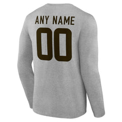 Cleveland Browns Team Authentic Personalized Name & Number Long Sleeve T-Shirt Gray - NFL
