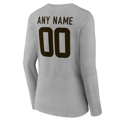 Cleveland Browns Women's Team Authentic Personalized Name & Number Long Sleeve V-Neck T-Shirt Gray - NFL