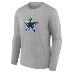 Dallas Cowboys Team Authentic Personalized Name & Number Long Sleeve T-Shirt Gray - NFL
