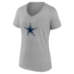 Dallas Cowboys Women's Team Authentic Personalized Name & Number V-Neck T-Shirt Gray - NFL