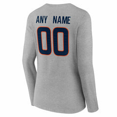 Denver Broncos Women's Team Authentic Personalized Name & Number Long Sleeve V-Neck T-Shirt Gray - NFL