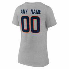 Denver Broncos Women's Team Authentic Personalized Name & Number V-Neck T-Shirt Gray - NFL