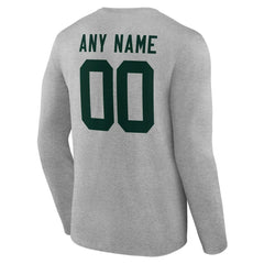 Green Bay Packers Team Authentic Personalized Name & Number Long Sleeve T-Shirt Gray - NFL