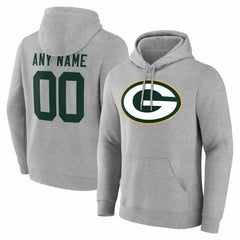 Green Bay Packers Team Authentic Personalized Name & Number Hoodie Gray - NFL
