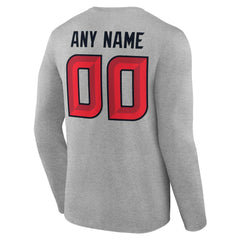 Houston Texans Team Authentic Personalized Name & Number Long Sleeve T-Shirt Gray - NFL