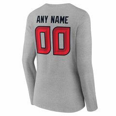Houston Texans Women's Team Authentic Personalized Name & Number Long Sleeve V-Neck T-Shirt Gray - NFL