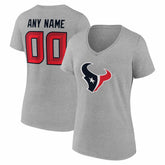 Houston Texans Women's Team Authentic Personalized Name & Number V-Neck T-Shirt Gray - NFL