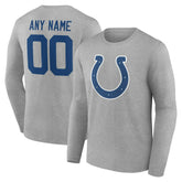 Indianapolis Colts Team Authentic Personalized Name & Number Long Sleeve T-Shirt Gray - NFL