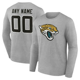 Jacksonville Jaguars Team Authentic Personalized Name & Number Long Sleeve T-Shirt Gray - NFL