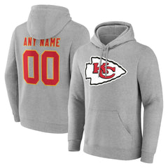 Kansas City Chiefs Team Authentic Personalized Name & Number Hoodie Gray - NFL