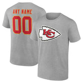 Kansas City Chiefs Team Authentic Personalized Name & Number T-Shirt Gray - NFL