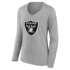 Las Vegas Raiders Women's Team Authentic Personalized Name & Number Long Sleeve V-Neck T-Shirt Gray - NFL