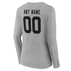 Las Vegas Raiders Women's Team Authentic Personalized Name & Number Long Sleeve V-Neck T-Shirt Gray - NFL