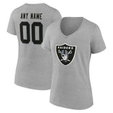 Las Vegas Raiders Women's Team Authentic Personalized Name & Number V-Neck T-Shirt Gray - NFL