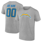 Los Angeles Chargers Team Authentic Personalized Name & Number T-Shirt Gray - NFL