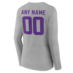 Minnesota Vikings Women's Team Authentic Personalized Name & Number Long Sleeve V-Neck T-Shirt Gray - NFL