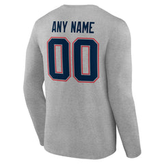 New England Patriots Team Authentic Personalized Name & Number Long Sleeve T-Shirt Gray - NFL