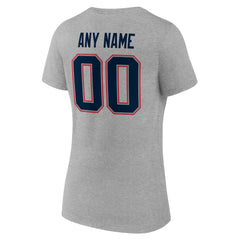 New England Patriots Women's Team Authentic Personalized Name & Number V-Neck T-Shirt Gray - NFL