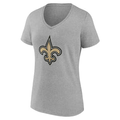 New Orleans Saints Women's Team Authentic Personalized Name & Number V-Neck T-Shirt Gray - NFL