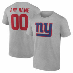 New York Giants Team Authentic Personalized Name & Number T-Shirt Gray - NFL