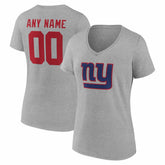 New York Giants Women's Team Authentic Personalized Name & Number V-Neck T-Shirt Gray - NFL
