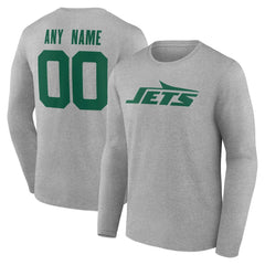 New York Jets Team Authentic Personalized Name & Number Long Sleeve T-Shirt Gray - NFL