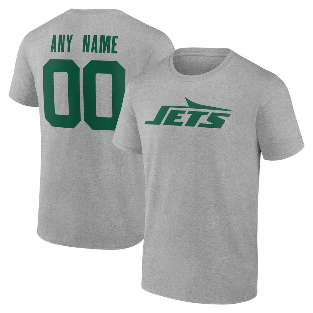 New York Jets Team Authentic Personalized Name & Number T-Shirt Gray - NFL