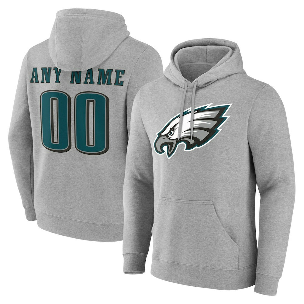 Philadelphia Eagles Team Authentic Personalized Name & Number Hoodie Gray - NFL