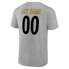 Pittsburgh Steelers Team Authentic Personalized Name & Number T-Shirt Gray - NFL