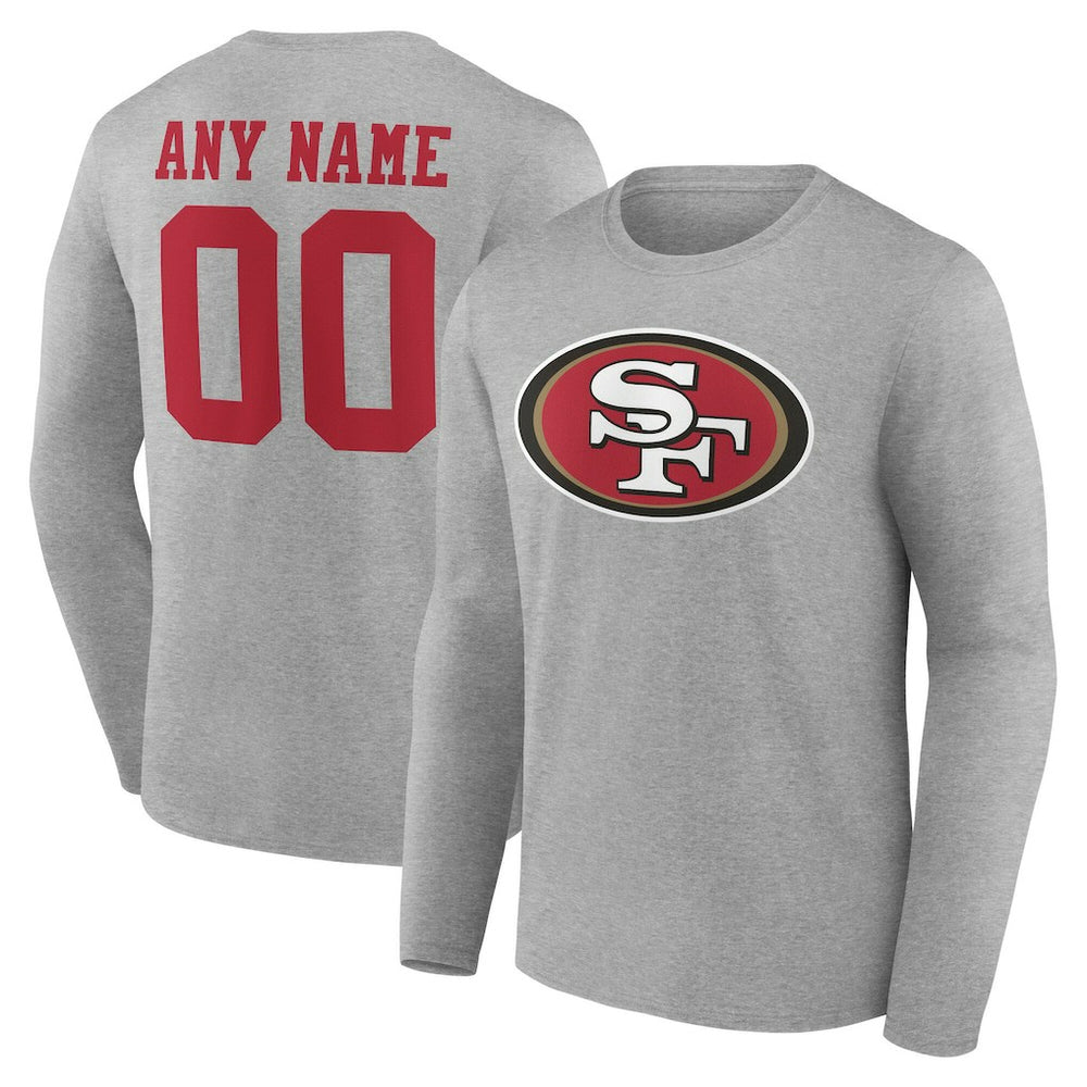 San Francisco 49ers Team Authentic Personalized Name & Number Long Sleeve T-Shirt Gray - NFL