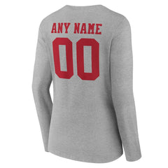 San Francisco 49ers Women's Team Authentic Personalized Name & Number Long Sleeve V-Neck T-Shirt Gray - NFL
