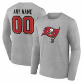 Tampa Bay Buccaneers Team Authentic Personalized Name & Number Long Sleeve T-Shirt Gray - NFL