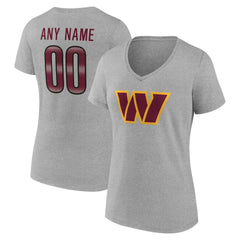 Washington Commanders Women's Team Authentic Personalized Name & Number V-Neck T-Shirt Gray - NFL