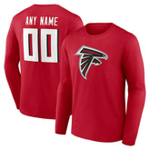 Atlanta Falcons Team Authentic Personalized Name & Number Long Sleeve T-Shirt Red - NFL