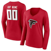 Atlanta Falcons Women's Team Authentic Personalized Name & Number Long Sleeve V-Neck T-Shirt Red - NFL